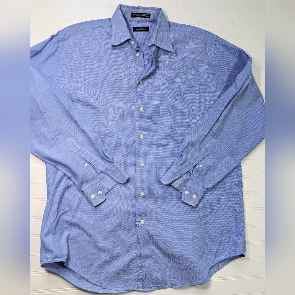 Nautica Blue Cotton Dress Shirt